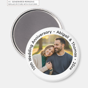 Fügen Sie Ihr eigenes Paar-Foto zum 10. Hochzeitst Magnet