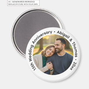 Fügen Sie Ihr eigenes Paar-Foto zum 15. Hochzeitst Magnet