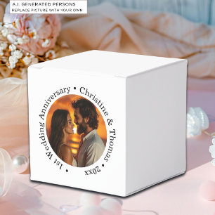 Fügen Sie Ihr eigenes Paar-Foto zum 1. Hochzeitsta Geschenkschachtel