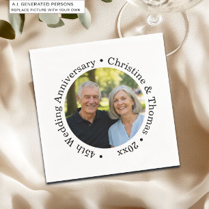Fügen Sie Ihr eigenes Paar-Foto zum 45. Hochzeitst Serviette