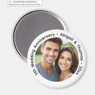 Fügen Sie Ihr eigenes Paar-Foto zum 5. Hochzeitsta Magnet