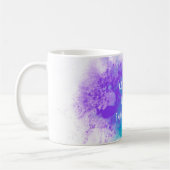 Fügen Sie Ihr eigenes Zitat Türkis lila Aquarell Kaffeetasse (Links)
