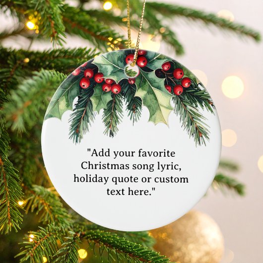 Fügen Sie Ihr eigenes Zitat Weihnachten botanische Keramik Ornament