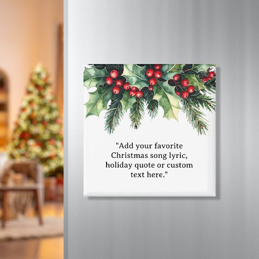 Fügen Sie Ihr eigenes Zitat Weihnachten botanische Magnet