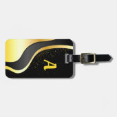 Fügen Sie Ihr erstes Gold Ribbon Design auf schwar Gepäckanhänger (Vorderseite horizontal)