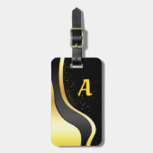 Fügen Sie Ihr erstes Gold Ribbon Design auf schwar Gepäckanhänger (Vorderseite vertikal)