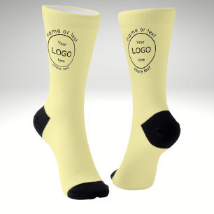 Fügen Sie Ihr Firmen Geschäftsshop-Logo hellgelb h Socken