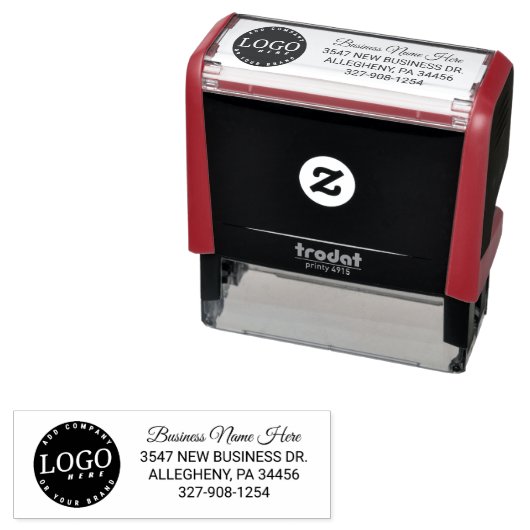 Fügen Sie Ihr Firmenlogo und Ihre Rücksendeadresse Permastempel (Beispiel)