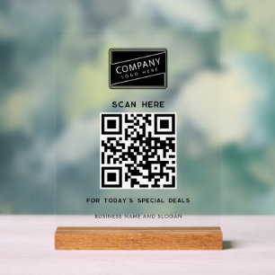 Fügen Sie Ihr Firmenlogo und URL der Website QR-Co Acrylschild