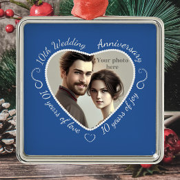 Fügen Sie Ihr Foto 10 Jahre Ehe hinzu Silbernes Ornament