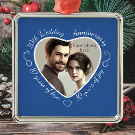 Fügen Sie Ihr Foto 10 Jahre Ehe hinzu Silbernes Ornament