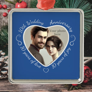 Fügen Sie Ihr Foto 10 Jahre Ehe hinzu Silbernes Ornament