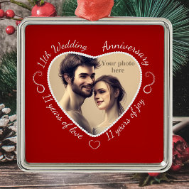 Fügen Sie Ihr Foto 11 Jahre Ehe hinzu Silbernes Ornament