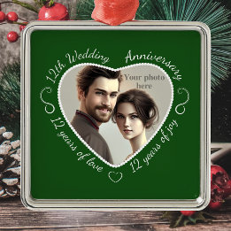 Fügen Sie Ihr Foto 12 Jahre Ehe hinzu Silbernes Ornament