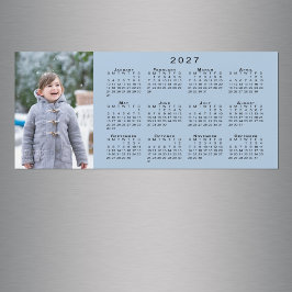 Fügen Sie Ihr Foto 2027 Kalender Hellblauer Magnet