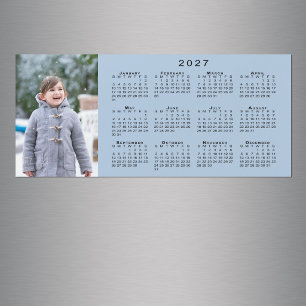 Fügen Sie Ihr Foto 2027 Kalender Hellblauer Magnet