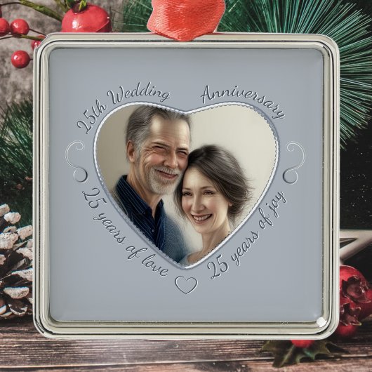 Fügen Sie Ihr Foto 25 Jahre Ehe hinzu Silbernes Ornament