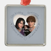 Fügen Sie Ihr Foto 25 Jahre Ehe hinzu Silbernes Ornament (Vorne)
