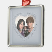 Fügen Sie Ihr Foto 25 Jahre Ehe hinzu Silbernes Ornament (Links)