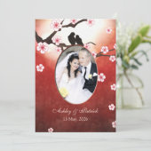 Fügen Sie Ihr Foto Cherry Blossom Sakura Liebe Vög Einladung (Stehend Vorderseite)