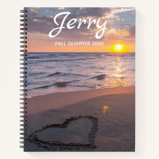 Fügen Sie IHR Foto(e) Name Ocean Sunset Notebook h Notizblock (Vorderseite)