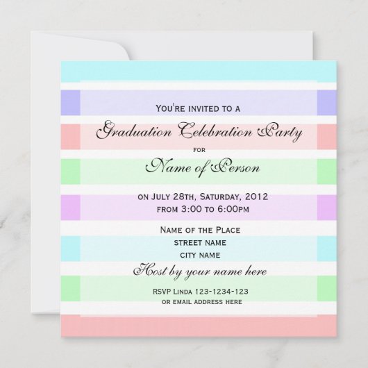 Fügen Sie Ihr Foto, elegante weiche Farbe Abschlus Einladung (Vorderseite)