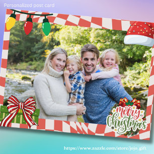 Fügen Sie Ihr Foto Frohe Weihnachten süße Illustra Postkarte