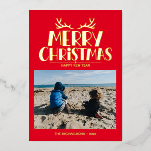 FÜGEN SIE IHR FOTO HINZU   Frohe Weihnachten & ein Folien Feiertagskarte