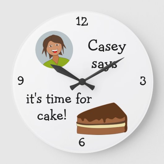 Fügen Sie Ihr Foto hinzu: 'Time for Cake' Große Wanduhr (Vorderseite)
