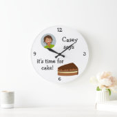 Fügen Sie Ihr Foto hinzu: 'Time for Cake' Große Wanduhr (Zuhause)