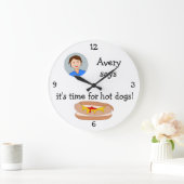 Fügen Sie Ihr Foto hinzu: 'Time for Hot Dogs' Große Wanduhr (Zuhause)
