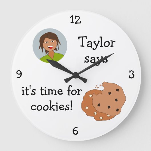 Fügen Sie Ihr Foto hinzu: "Zeit für Cookies" Große Wanduhr (Vorderseite)