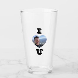 Fügen Sie Ihr Foto I Liebe U Valentinstag Geschenk Glas