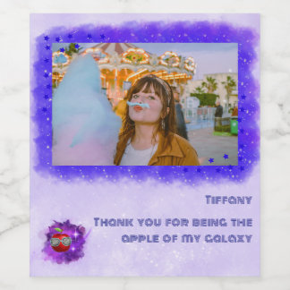 Fügen Sie Ihr Foto in das dankbare Galaxiesiegel h Weinetikett