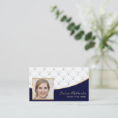 Fügen Sie Ihr Foto Luxus gequilt moderne Marine & Visitenkarte (Stehend Vorderseite)
