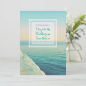 Fügen Sie Ihr Foto Memorial Sea Beach Türkis Einladung (Stehend Vorderseite)