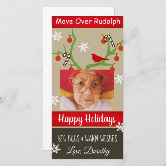Fügen Sie Ihr Foto "Move Over Rudolph" Weihnachten (Vorne/Hinten)