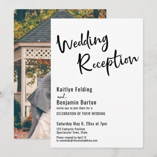 Fügen Sie Ihr Foto, mutige Typografie Hochzeitsemp Einladung (Vorne/Hinten)