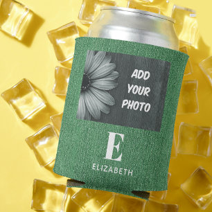 Fügen Sie Ihr Foto oder Logo hinzu, grüner Denim-D Dosenkühler
