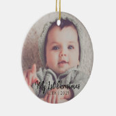 Fügen Sie Ihr Foto Personalisiert mein erstes Weih Keramik Ornament (Rechts)