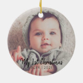 Fügen Sie Ihr Foto Personalisiert mein erstes Weih Keramik Ornament (Hinten)