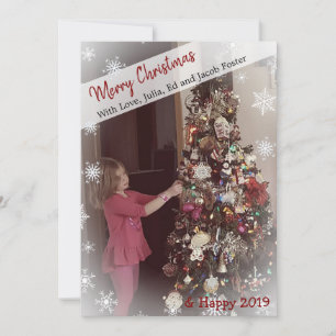 Fügen Sie Ihr Foto Schneeflocke Schwarz-Weiß Weihn Einladung