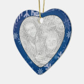 Fügen Sie Ihr Foto Schneeflocken Herzverzierung hi Keramik Ornament (Links)