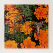 Fügen Sie Ihr Foto Sphinx Moth auf Orange Marigold Puzzle (Horizontal)