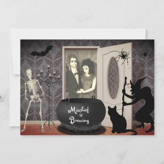 Fügen Sie Ihr Foto Spuk House Halloween Einladung (Vorderseite)