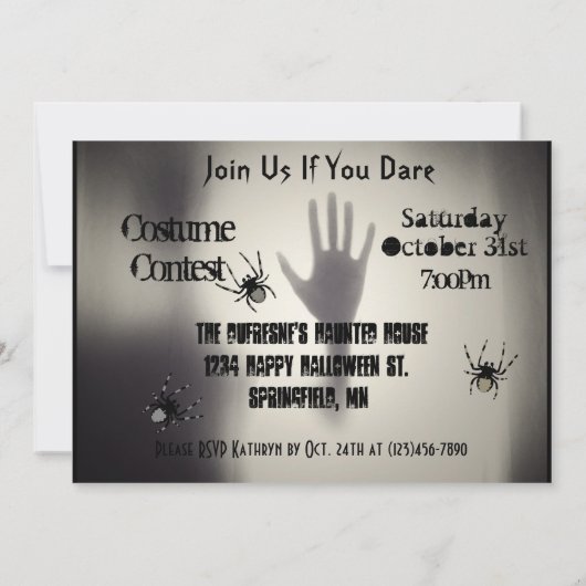 Fügen Sie Ihr Foto Spuk House Halloween Einladung (Rückseite)