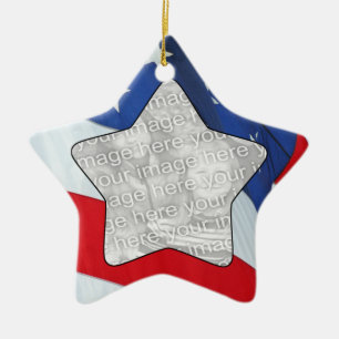 Fügen Sie Ihr Foto Stars & Stripes Weihnachtsbauma Keramikornament