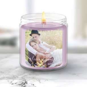 Fügen Sie Ihr Foto Stilvolle Kalligrafie Hochzeit Quadratischer Aufkleber