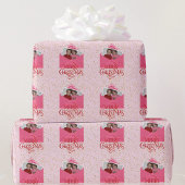 Fügen Sie Ihr Foto Weihnachten Rot und Rosa Geschenkpapier