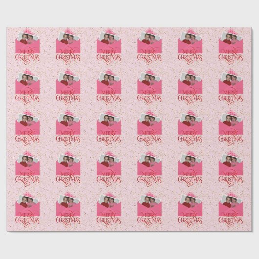 Fügen Sie Ihr Foto Weihnachten Rot und Rosa Geschenkpapier (Flach)